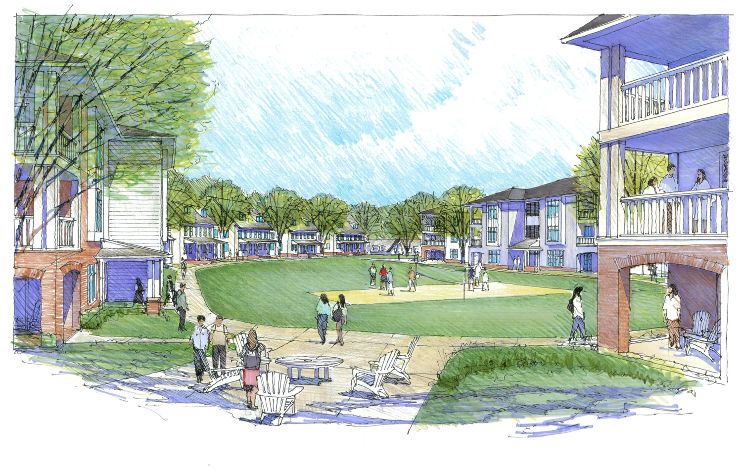 Artist drawing of Village Commons